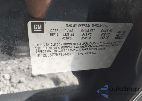 2017 Chevrolet Malibu Ls z USA, uszkodzony, nr VIN 1G1ZB5ST7HF104461